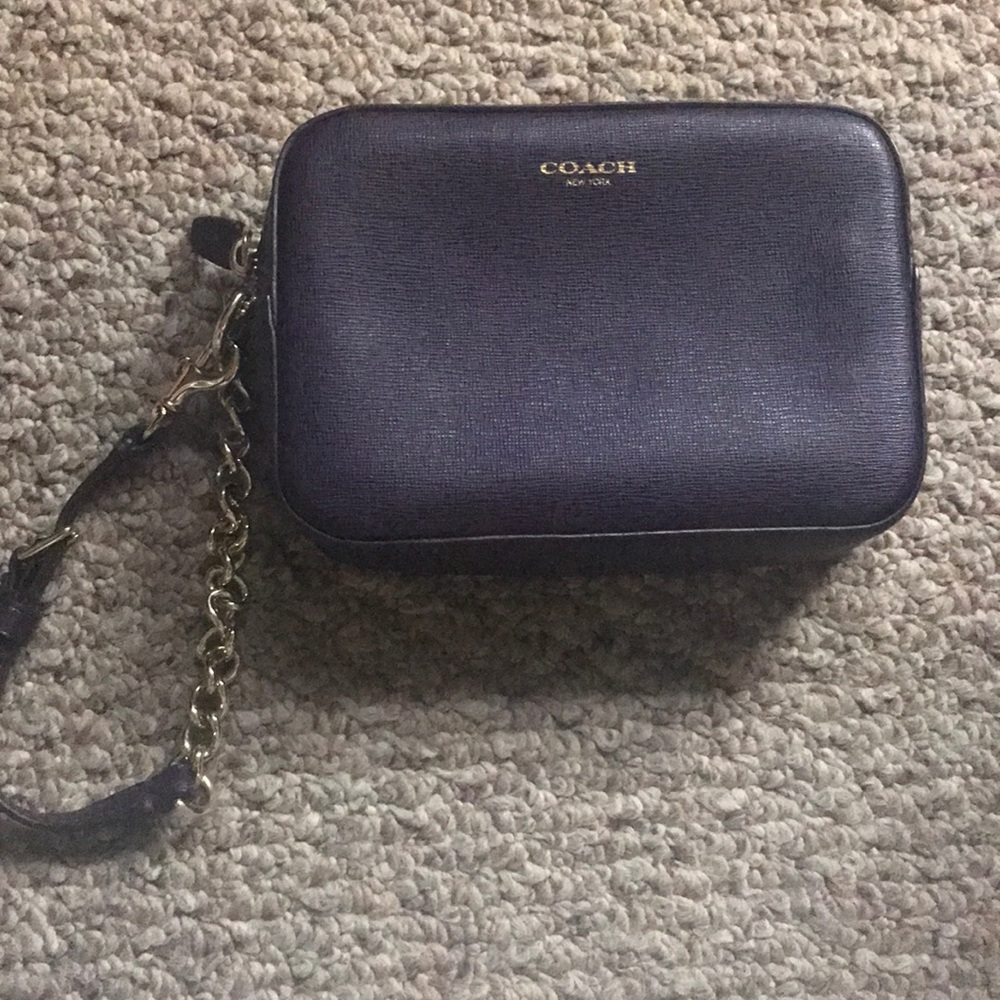 Coach purple wristlet w/ gold detailing